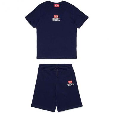 【DIESEL(ディーゼル)Kids&Junior】ワンポイントブランドロゴ半袖Tシャツショートパンツセットアップ