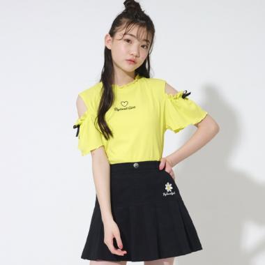 メロー肩スリット半袖Tシャツ