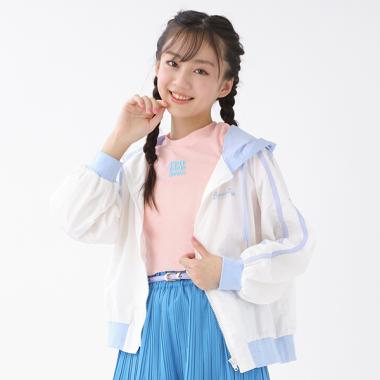 袖ラインバックロゴシャカパーカー
