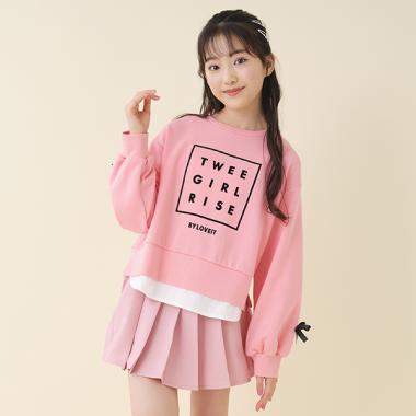 フロッキープリントレイヤード風プルオーバー