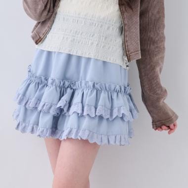 【春夏スポアイテムと相性◎】レースフリルスカート