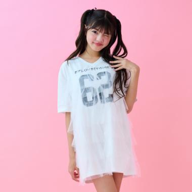 【黒/れのん私服着用】リメイク風ナンバーワンピース