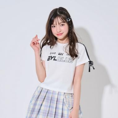 袖リボンラインTシャツ