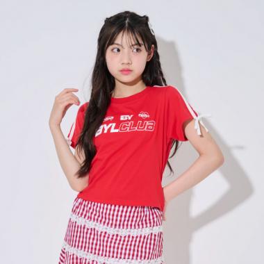 袖リボンラインTシャツ