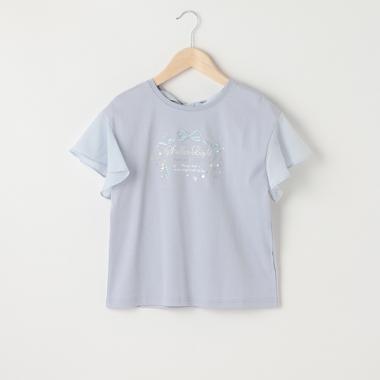 ★フレア袖後ろリボン半袖Tシャツ