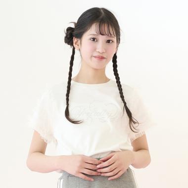袖チュールフリル半袖Tシャツ