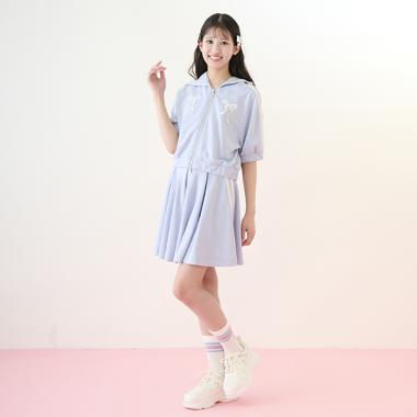 ラメミニ裏毛ジップパーカ＆フレアスカパンセットアップ