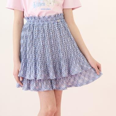 シアーチェックランダムプリーツスカパン