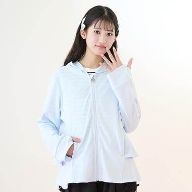 【接触冷感・UVカット・耐塩素】フリルラッシュガード