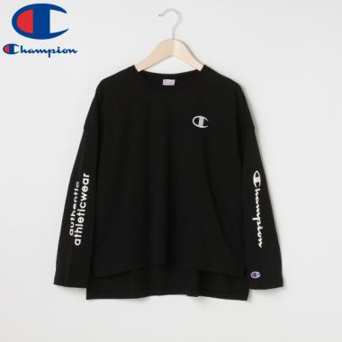 【Championコラボ】 ロゴイレギュラーヘムワイドTシャツ