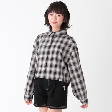 短丈長袖チェックシャツ