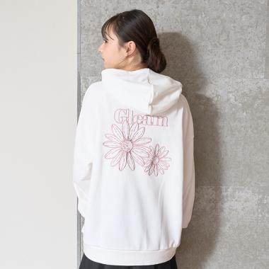 オーガビッツバックフラワー刺しゅうパーカ