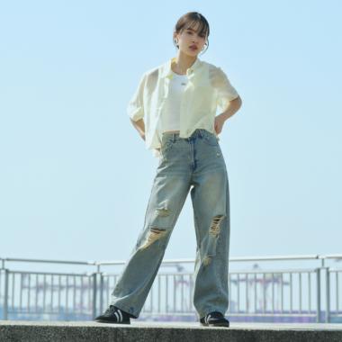 【LTXC】バレルレッグダメージデニム