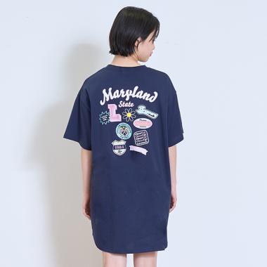 冷感バックワッペンワンピ