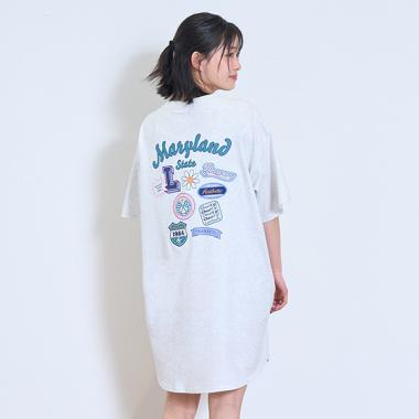 冷感バックワッペンワンピ