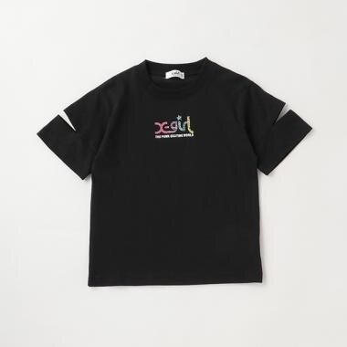 袖開アニマルロゴ半袖Tシャツ