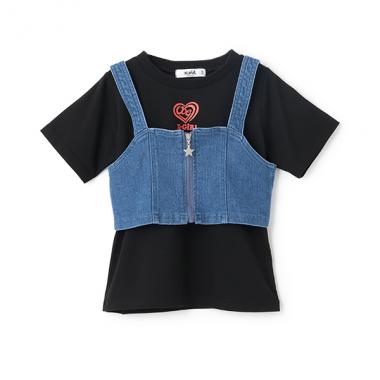 デニムビスチェ&半袖Tシャツセット
