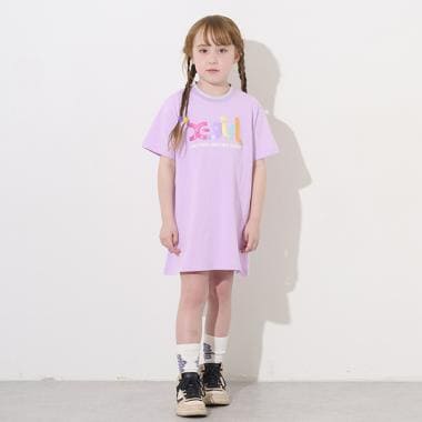 ラメ発泡ロゴTワンピース