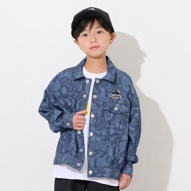 ストリート総柄デニムジャケット