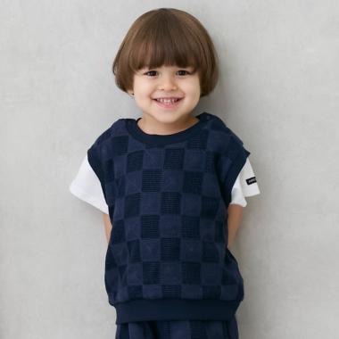 スクエア刺しゅうドッキング半袖Tシャツ