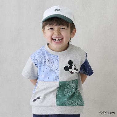 【Disney】パッチワーク半袖Tシャツ