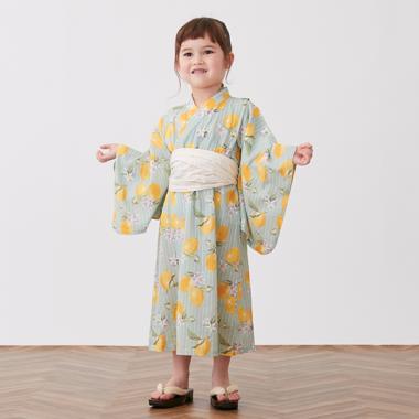 【プティプラ】【WEB限定】レモン総柄浴衣/ミント※色違いがあります。商品番号9632690で検索してください