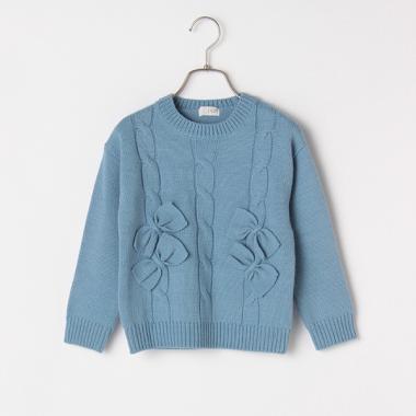 リボンつきアラン編みセーター