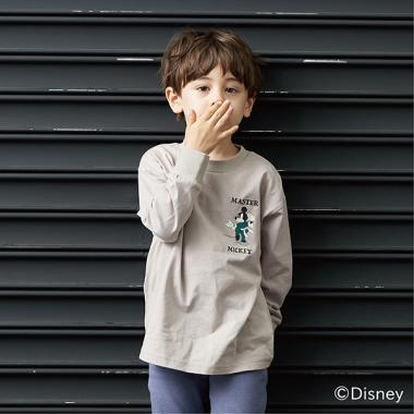 【型崩れしないやわらかコットン】【Disney】【MICKEYMOUSE】カンフープリントプリントTシャツ