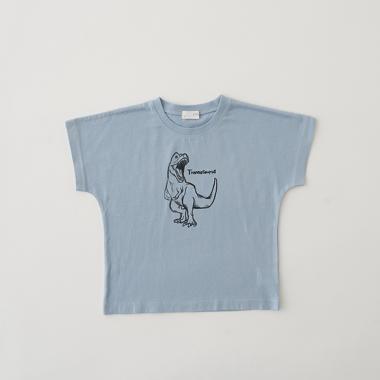 【型崩れしないやわらかコットン】恐竜アソートプリントドロップTシャツ
