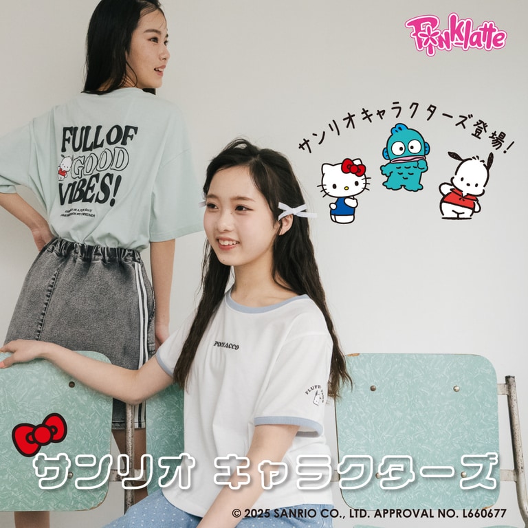 <PINK-latte>サンリオキャラクターズコラボTシャツ