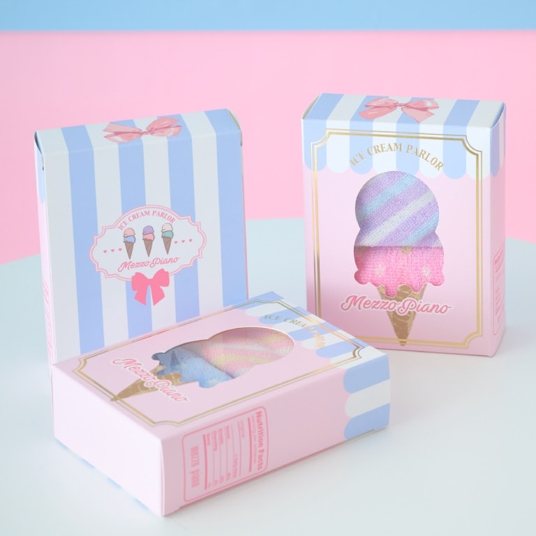 メゾピアノ アイスクリームのパッケージ風 タオルセット
