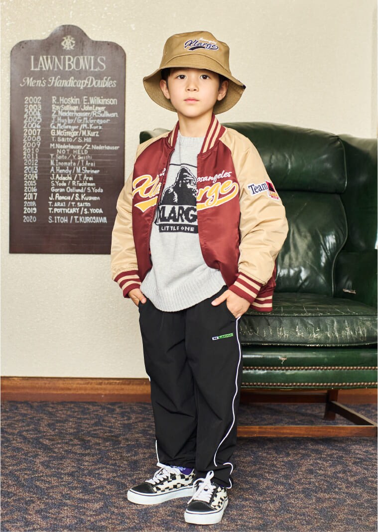 XLARGER KIDS キッズ シープボア斜め切替ブルゾン+シャツ3点セット XLARGE KIDS 2023 FALL COLLECTION