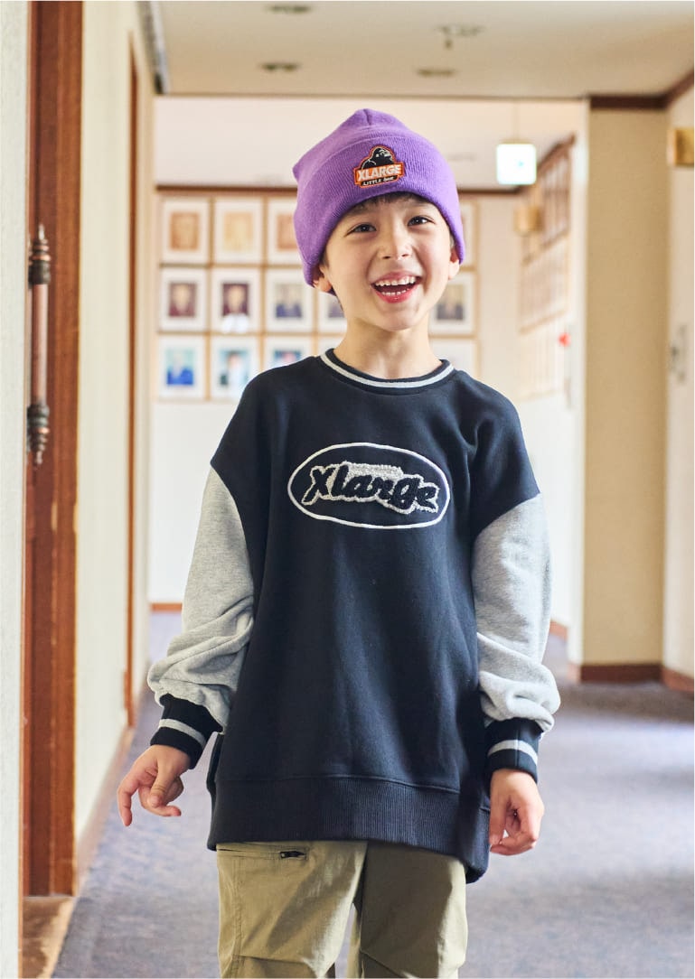 XLARGER KIDS キッズ シープボア斜め切替ブルゾン+シャツ3点セット XLARGE KIDS 2023 FALL COLLECTION